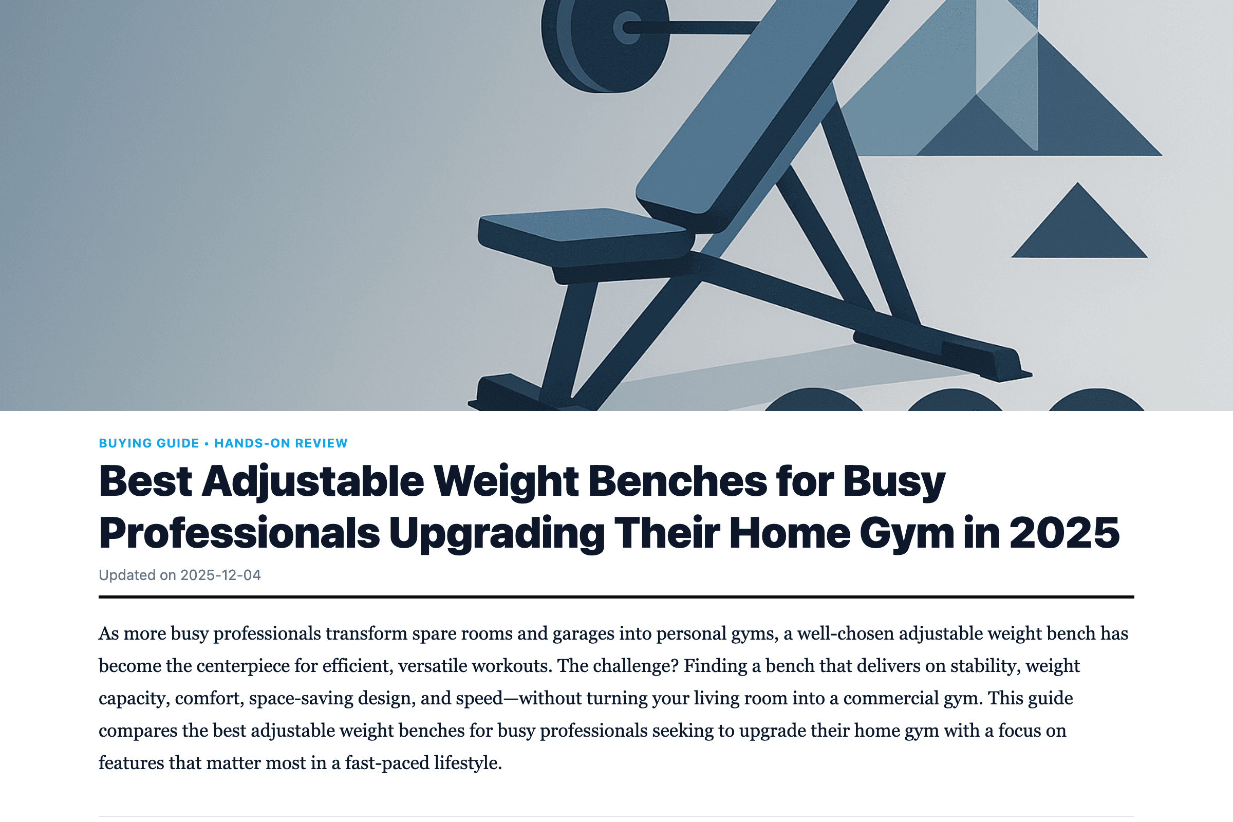Best Adjustable Weight Benches for Busy Professionals Upgrading Their Home Gym in 2025