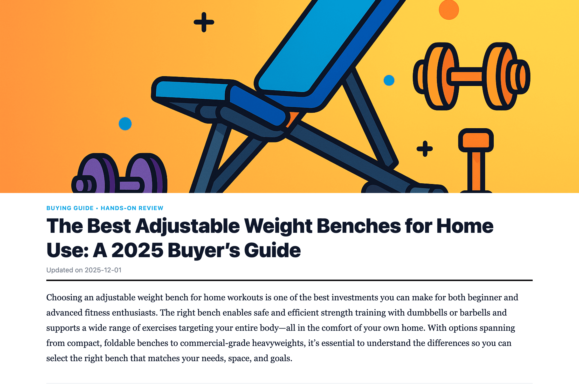 The Best Adjustable Weight Benches for Home Use: A 2025 Buyer’s Guide